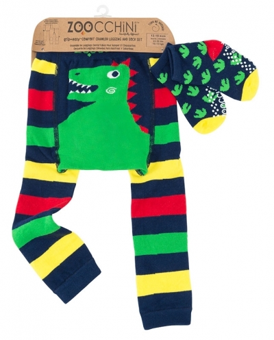 Zoocchini Baby Leggings & Socken Set, Devin der Dinosaurier