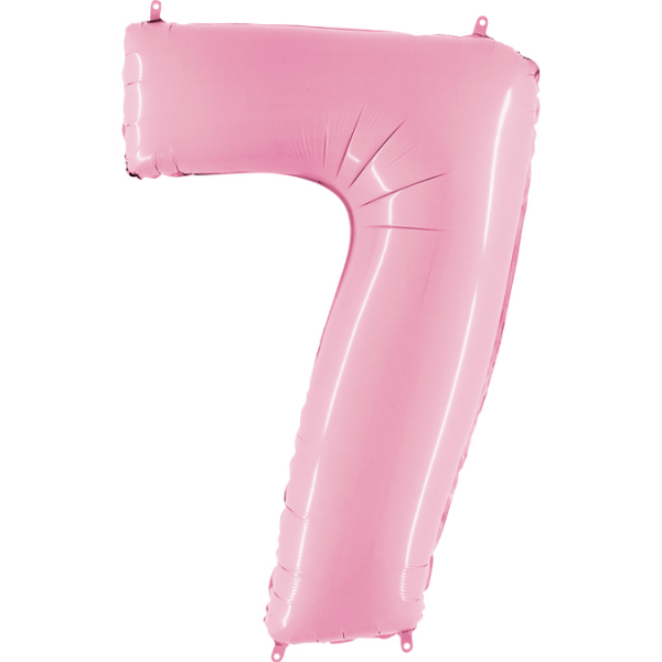 Grabo Folienballon Pink Pastell 100 cm, Zahl 7