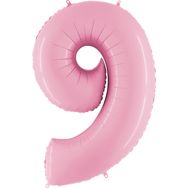 Grabo Folienballon Pink Pastell 100 cm, Zahl 9
