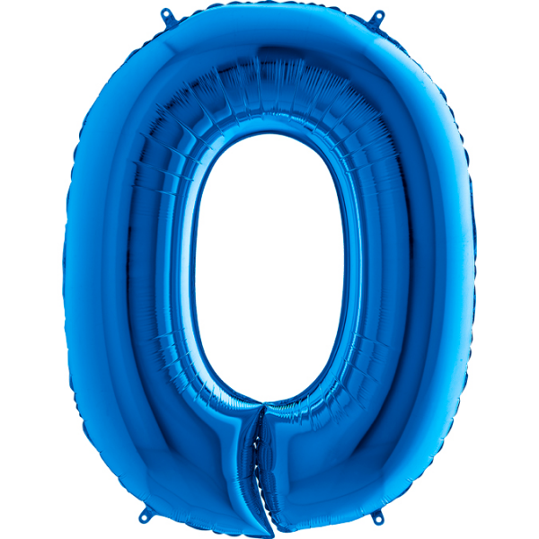 Grabo Folienballon Blau 100 cm, Zahl 0