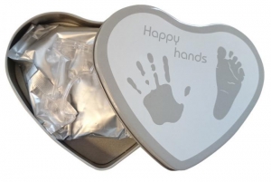 Hand & Fuabdruckset Happy Hands - Herzform, weiss