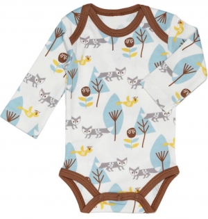 Fresk Babybody Bio-Baumwolle, langarm, Blaue F�chse