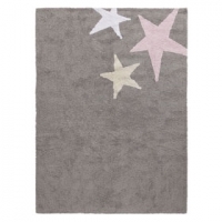 Lorena Canals Kinderteppich, Tres Estrellas Tricolor Grey - Pink 120 x 160 cm