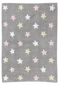 Lorena Canals Kinderteppich, Tricolor Stars Grey Pink 120 x 160 cm