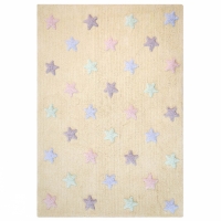 Lorena Canals Kinderteppich, Tricolor Stars Vanilla 120 x 160 cm