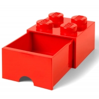 LEGO Brick 4 Drawer, Aufbewahrungsbox mit Schublade, Rot