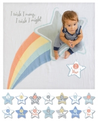 lulujo Babys First Year Swaddle-Blanket & Karten Set, I wish I may, I will