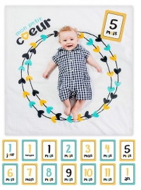lulujo Babys First Year Swaddle-Blanket & Karten Set, Mon petit Coeur