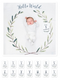 lulujo Babys First Year Swaddle-Blanket & Karten Set, Hello World