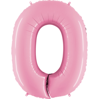 Grabo Folienballon Pink Pastell 100 cm, Zahl 0