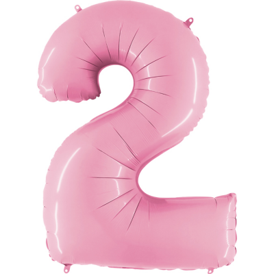 Grabo Folienballon Pink Pastell 100 cm, Zahl 2