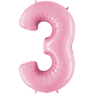 Grabo Folienballon Pink Pastell 100 cm, Zahl 3
