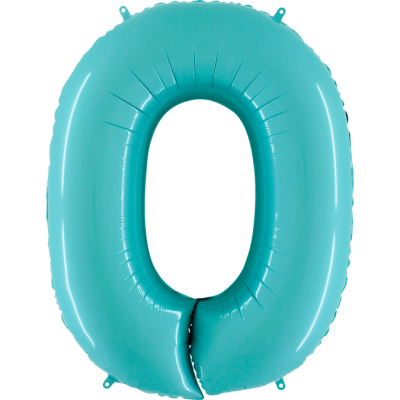 Grabo Folienballon Blau Pastell 100 cm, Zahl 0