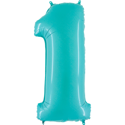 Grabo Folienballon Blau Pastell 100 cm, Zahl 1