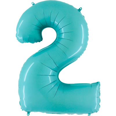 Grabo Folienballon Blau Pastell 100 cm, Zahl 2