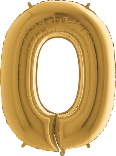 Grabo Folienballon Gelbgold 100 cm, Zahl 0