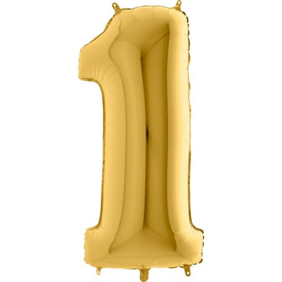 Grabo Folienballon Gelbgold 100 cm, Zahl 1
