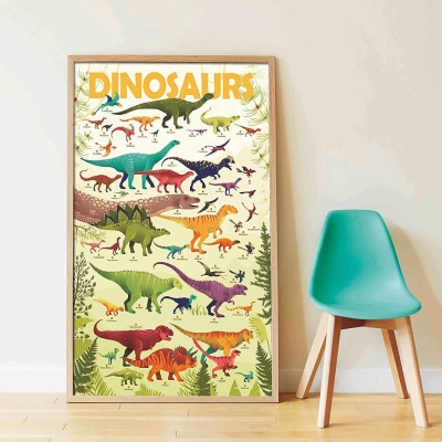 Poppik Stickerposter Discovery (1 Poster + 32 Stickers), Dinosaurier