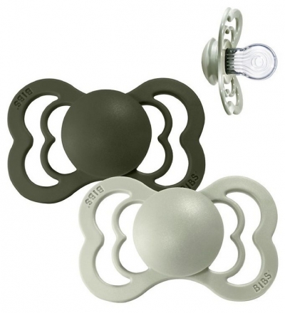 BIBS Supreme Silikon Schnuller (2er Pack), Hunter Green & Sage (Grsse 1, 0-6M)
