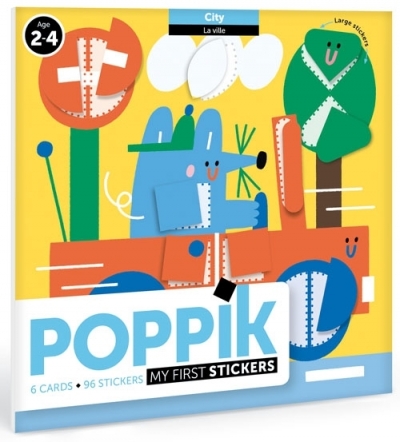 Poppik Meine erste Stickers, City (6 Karten + 96 Stickers)
