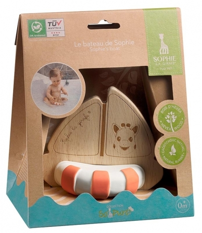 Sophie la girafe Greifling Boot aus Naturkautschuk und Kautschukbaumholz