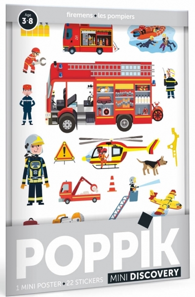 Poppik Stickerposter Discovery (1 Poster A4 + 22 Stickers), Feuerwehrleute