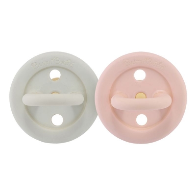Bumi bb Naturkautschuk Schnuller 2er-Pack, Rose & Sage, rund (0-3 Monate)