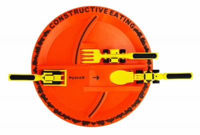 Constructive Eating Teller + Besteck, Baustelle