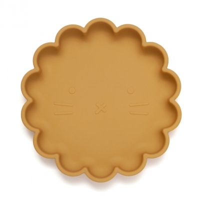 Petit Monkey Silikon Teller mit Saugknopf Löwe, Ochre