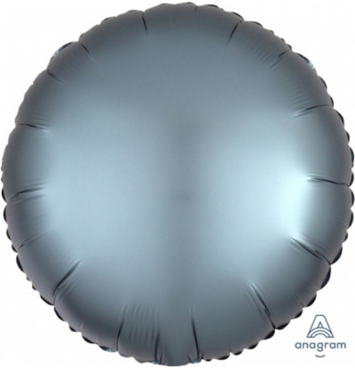Anagram Folienballon Folienballon Rund Satin Luxe, Steel Blue 45cm/18