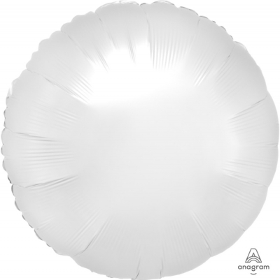 Anagram Folienballon Rund Satin Luxe, White 45cm/18