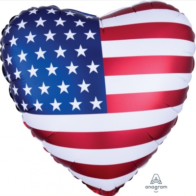 Anagram Folienballon Herz Satin, USA Flag 45cm/18
