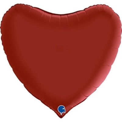 Grabo Folienballon Herz Satin, Rubin Red 90cm/36