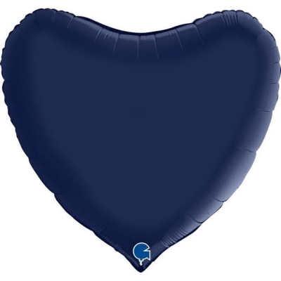 Grabo Folienballon Herz Satin, Blue Navy 90cm/36