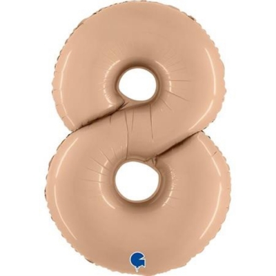Grabo Folienballon Zahl 8 Satin, Nude 100cm/40