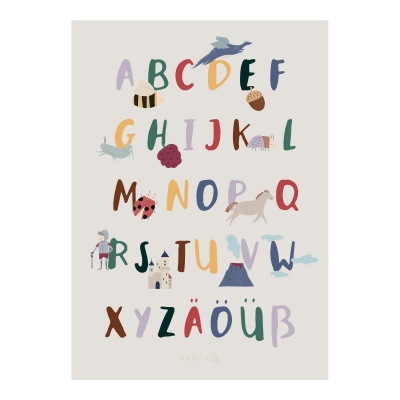 Sebra Poster, Alphabet A-B (DE), Dragon/ Pixie