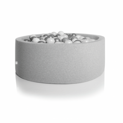 Kidkii Bllebad Rund, Light Grey (120x30cm, mit 400 grau/weissen Bllen)