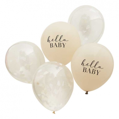 Ginger Ray Hello Baby Taupe und Cloud Confetti Baby Shower Balloons