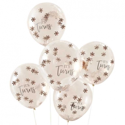Ginger Ray Rose Gold Its Twins Confetti Ballons
