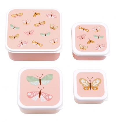 A Little Lovely Company Lunchbox, 4er Set, Schmetterlinge