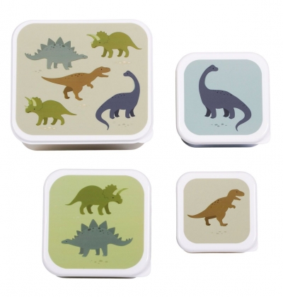 A Little Lovely Company Lunchbox, 4er Set, Dinosaurier