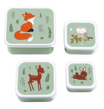 A Little Lovely Company Lunchbox, 4er Set, Waldfreunde