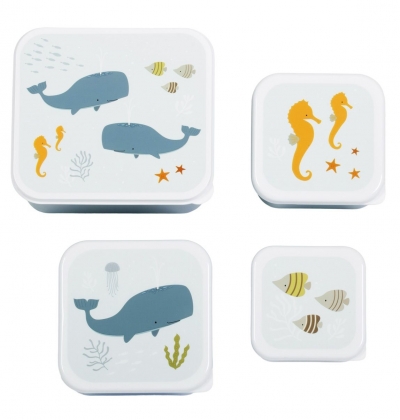 A Little Lovely Company Lunchbox, 4er Set, Ozean