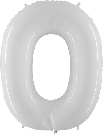 Grabo Folienballon 100 cm Zahl 0, Shiny White