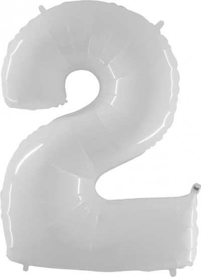Grabo Folienballon 100 cm Zahl 2, Shiny White
