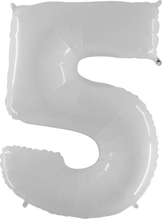 Grabo Folienballon 100 cm Zahl 5, Shiny White