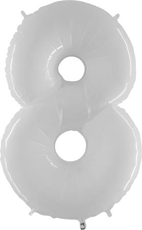 Grabo Folienballon 100 cm Zahl 8, Shiny White