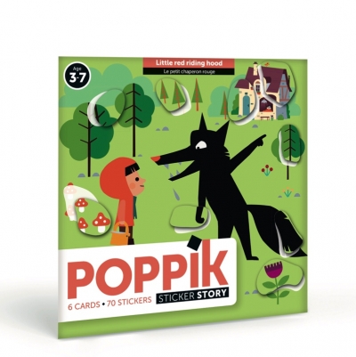 Poppik Meine Stickerkarten Märchen, Rotkäppchen (6 Karten + 70 Stickers)