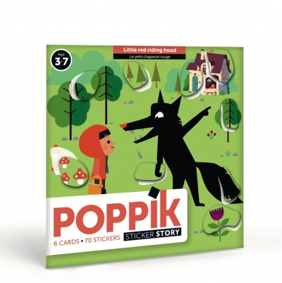 Poppik Meine Stickerkarten Mrchen, Rotkppchen (6 Karten + 70 Stickers)